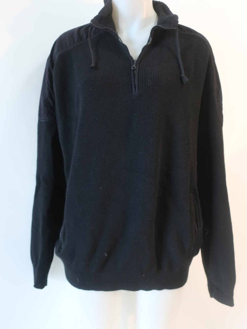Mens Paul & Shark Yachting Black (Item-610) Pure Wool 1/4 Zip Sweater 2XL
